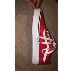 Red and white old school vans